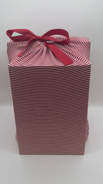 Load and play video in Gallery viewer, red and white stripes reusable and sustainable fabric gift bag  video

